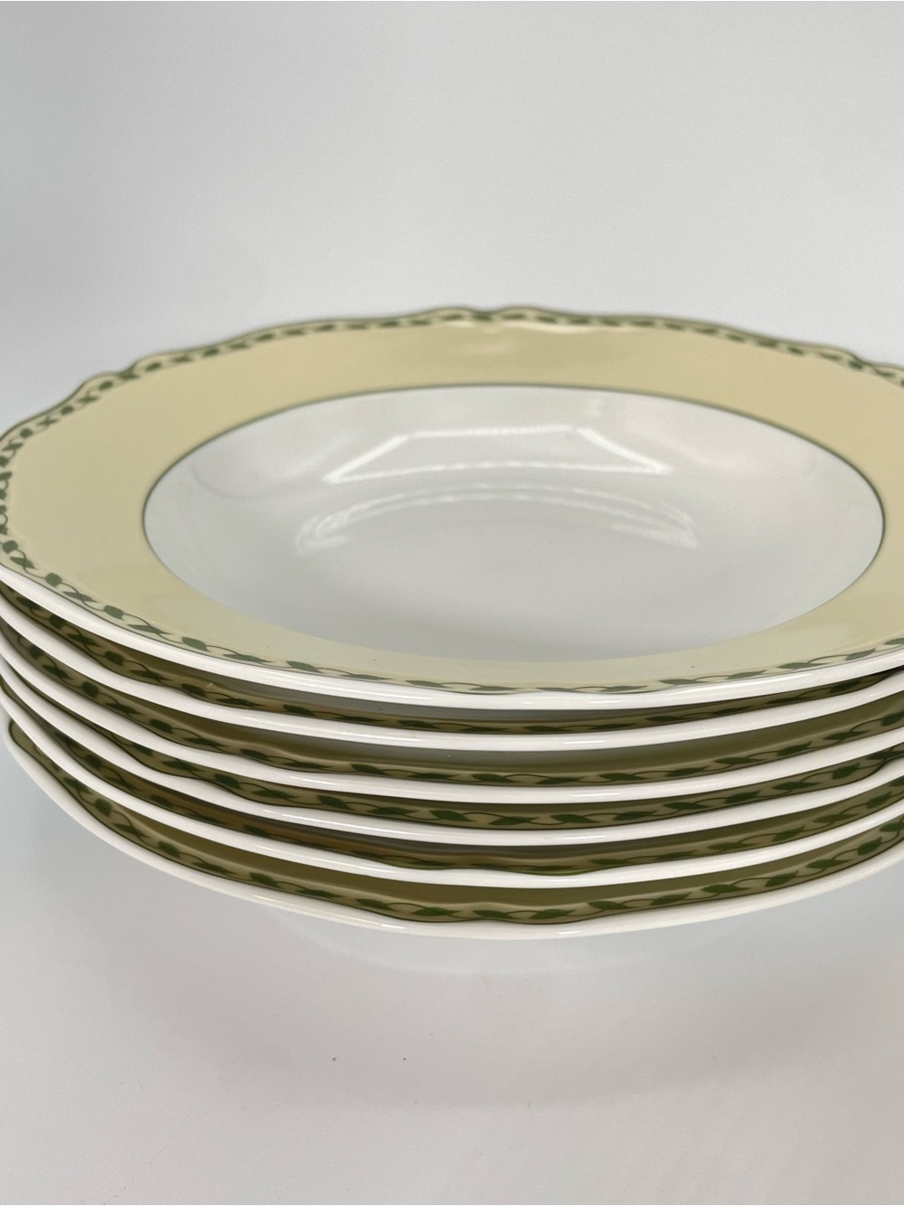 LINEA   Schoner Schenken  9” Soup Bowls French Country  Farmhouse Style.  (6)